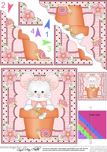 Flower Pot Friends Cute Little Mouse Scalloped Corner Stacker