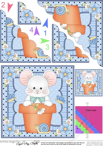 Flower Pot Friends Cute Little Mouse Scalloped Corner Stacker
