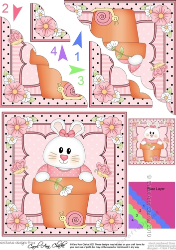 Flower Pot Friends Cute Little Bunny Scalloped Corner Stacker