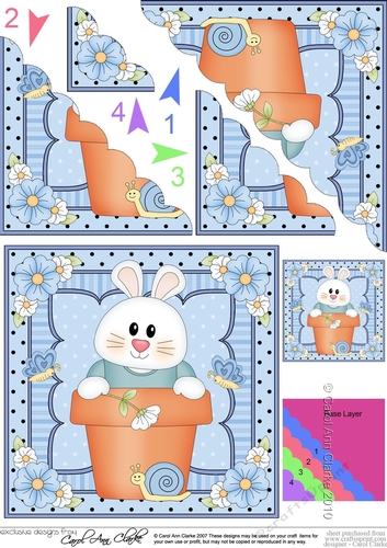 Flower Pot Friends Cute Little Bunny Scalloped Corner Stacker