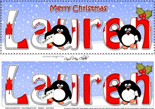 Large DL Merry Christmas LAUREN 3D decoupage 