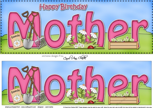 Large DL Happy Birthday MOTHER 3D decoupage