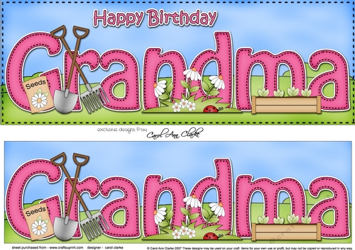 Large DL Happy Birthday GRANDMA 3D decoupage
