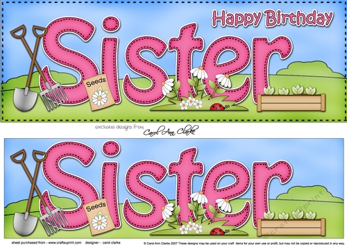 Large DL Happy Birthday SISTER 3D decoupage