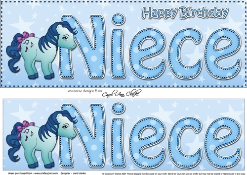 Large DL Happy Birthday NIECE 3D decoupage