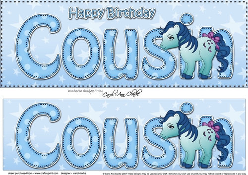 Large DL Happy Birthday COUSIN 3D decoupage