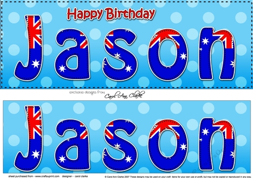 Large DL Happy Birthday JASON 3D decoupage