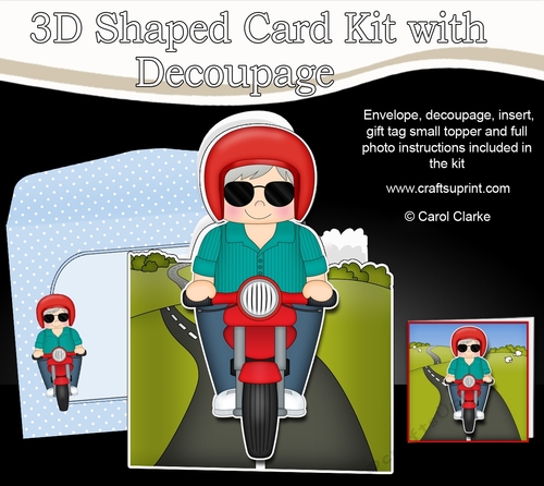 3D Shaped Card  Kit - Old Man Arlen Rides his Motorbike