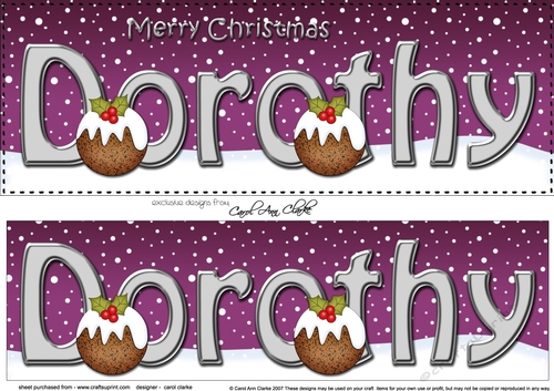 Large DL Merry Christmas DOROTHY 3D decoupage 