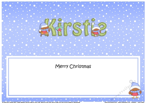 Large DL Merry Christmas KIRSTIE insert