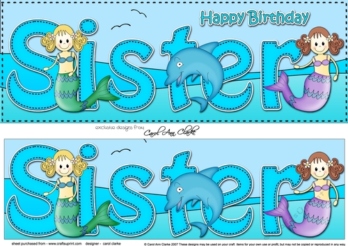 Large DL Happy Birthday SISTER 3D decoupage