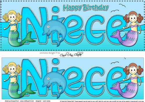 Large DL Happy Birthday NIECE 3D decoupage