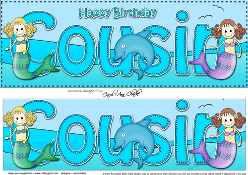 Large DL Happy Birthday COUSIN 3D decoupage