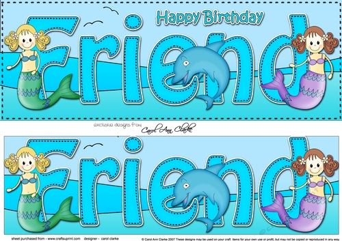 Large DL Happy Birthday FRIEND 3D decoupage