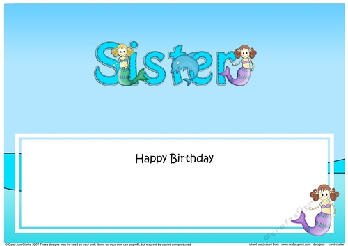 Large DL Happy Birthday SISTER insert