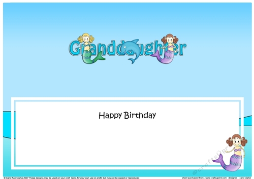 Large DL Happy Birthday GRANDDAUGHTER insert