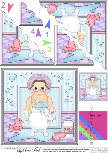 Older Lady Bathtub Buddies Scalloped Corner Stacker
