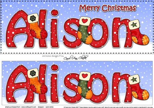 Large DL Merry Christmas ALISON 3D decoupage 