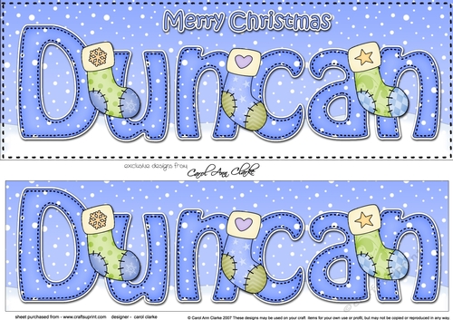 Large DL Merry Christmas DUNCAN 3D decoupage 