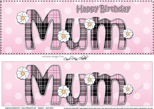Large DL Happy Birthday MUM 3D decoupage