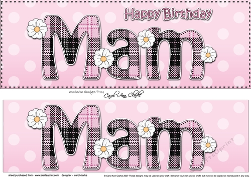 Large DL Happy Birthday MAM 3D decoupage