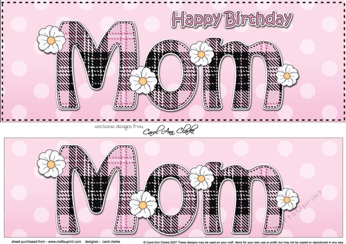 Large DL Happy Birthday MOM 3D decoupage
