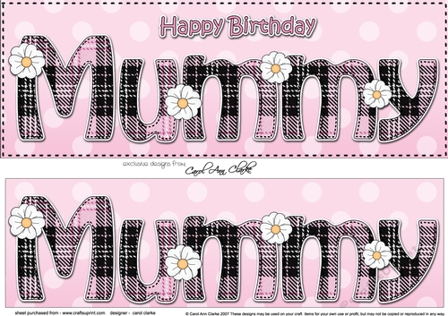 Large DL Happy Birthday MUMMY 3D decoupage