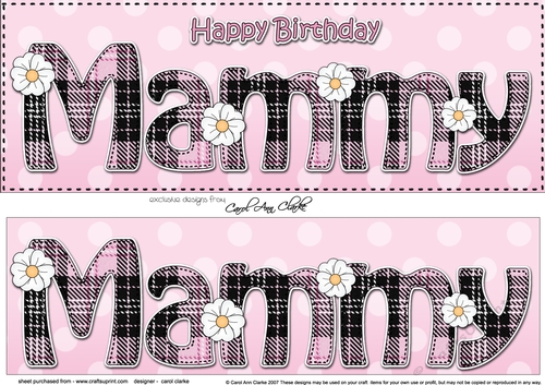 Large DL Happy Birthday MAMMY 3D decoupage