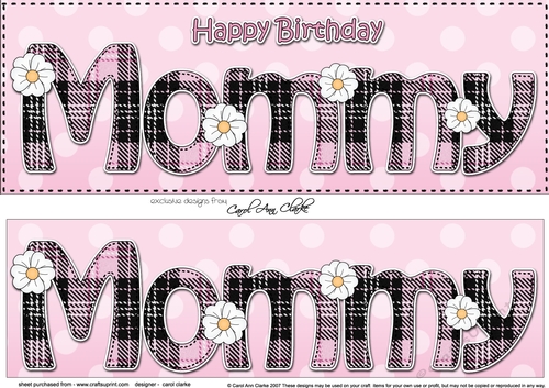 Large DL Happy Birthday MOMMY 3D decoupage