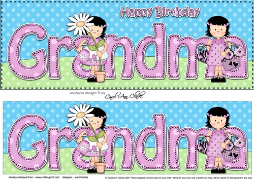 Large DL Happy Birthday GRANDMA 3D decoupage