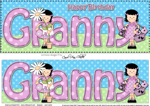 Large DL Happy Birthday GRANNY 3D decoupage
