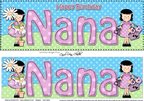 Large DL Happy Birthday NANA 3D decoupage