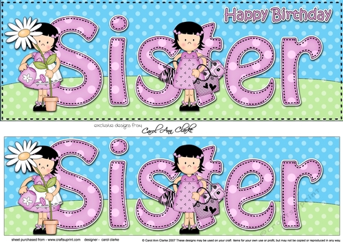 Large DL Happy Birthday SISTER 3D decoupage