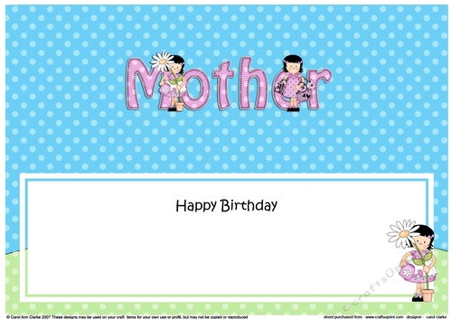 Large DL Happy Birthday MOTHER insert