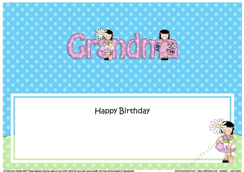 Large DL Happy Birthday GRANDMA insert