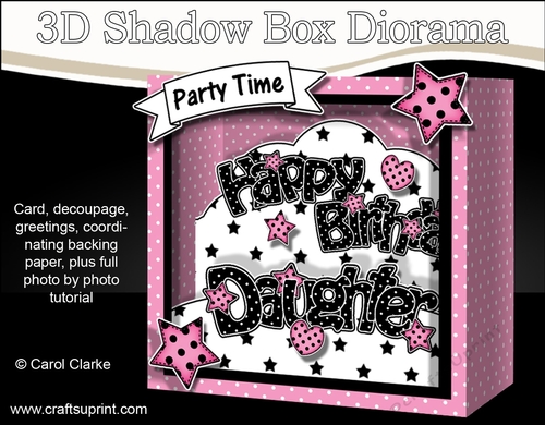 3D Diorama Shadow Box Word Card Mini Kit  -  Happy Birthday DAUGHTER