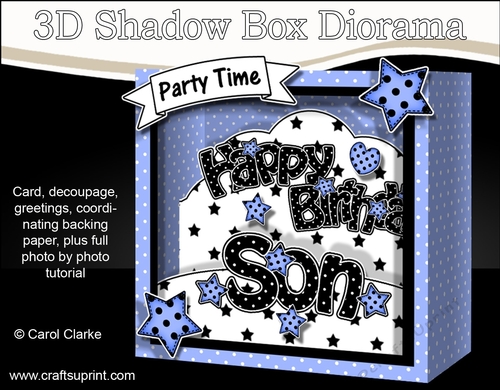 3D Diorama Shadow Box Word Card Mini Kit  -  Happy Birthday SON