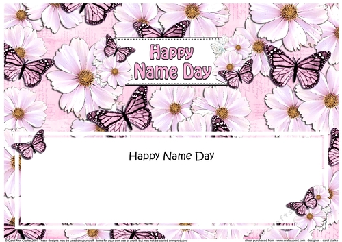 Large DL HAPPY NAME DAY Floral Butterflies insert