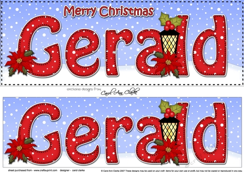 Large DL Merry Christmas GERALD 3D decoupage 