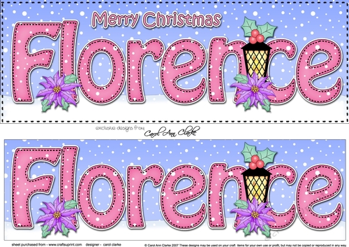 Large DL Merry Christmas FLORENCE 3D decoupage 