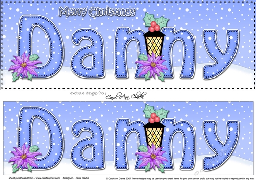Large DL Merry Christmas DANNY 3D decoupage 