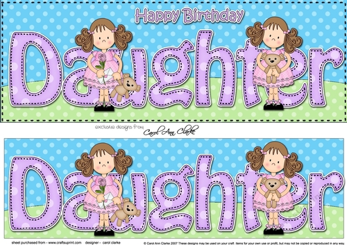 Large DL Happy Birthday DAUGHTER 3D decoupage