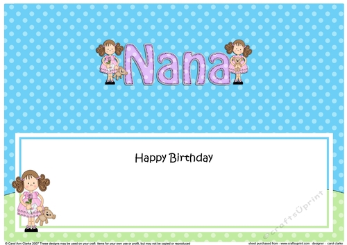 Large DL Happy Birthday NANA insert