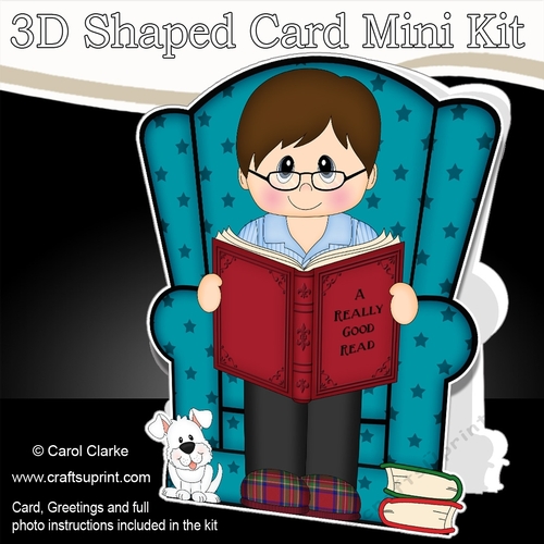 3D Shaped Card  Kit - Man reads a Good Book