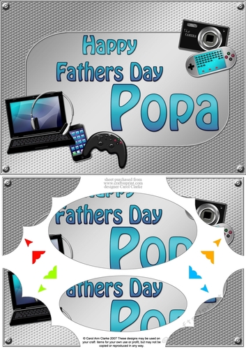 A5 Happy Fathers Day POPA Gadgets n Gizmos Scallop Corners & Pyramage