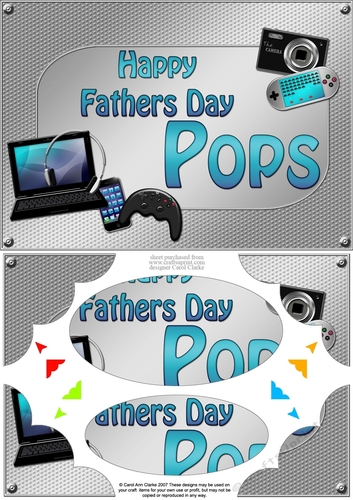 A5 Happy Fathers Day POPS Gadgets n Gizmos Scallop Corners & Pyramage