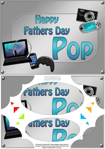 A5 Happy Fathers Day POP Gadgets n Gizmos Scallop Corners & Pyramage