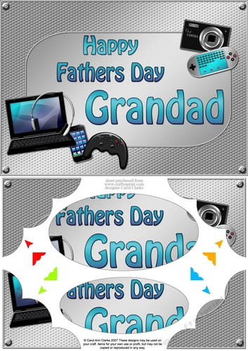 A5 Happy Fathers Day GRANDAD Gadgets n Gizmos Scallop Corners & Pyramage