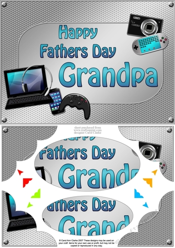 A5 Happy Fathers Day GRANDPA Gadgets n Gizmos Scallop Corners & Pyramage