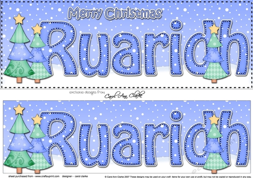 Large DL Merry Christmas RUARIDH 3D decoupage 
